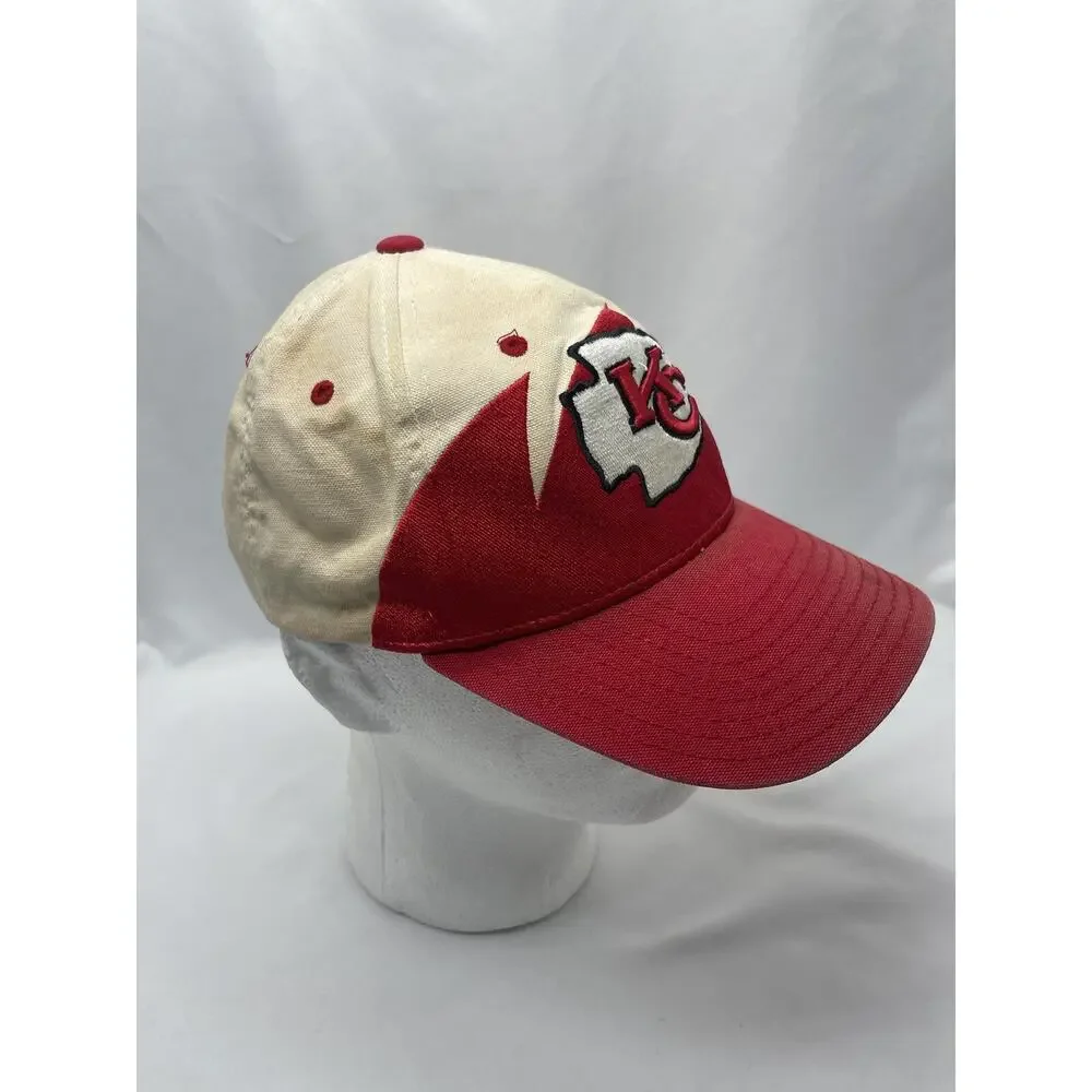 Vintage Reebok Kansas City Chiefs SharkTooth Hat Red White Strap‎ Back